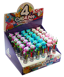 Boligrafo pequeño fantasia  Buho 4 colores caja x 36